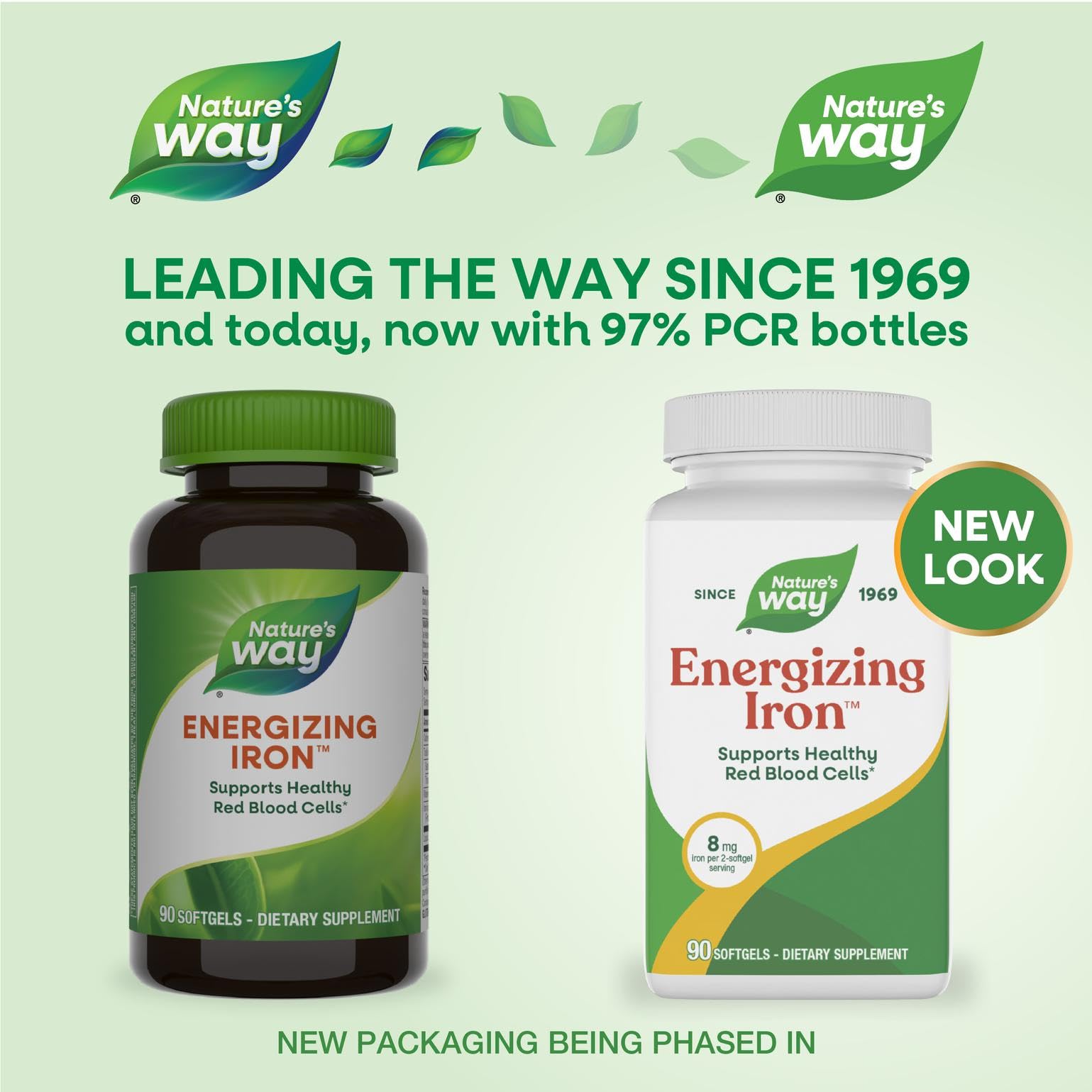 Nature's Way Energizing Iron: cyanocobalamine B12 200 mcg par prise de 2 gélules.