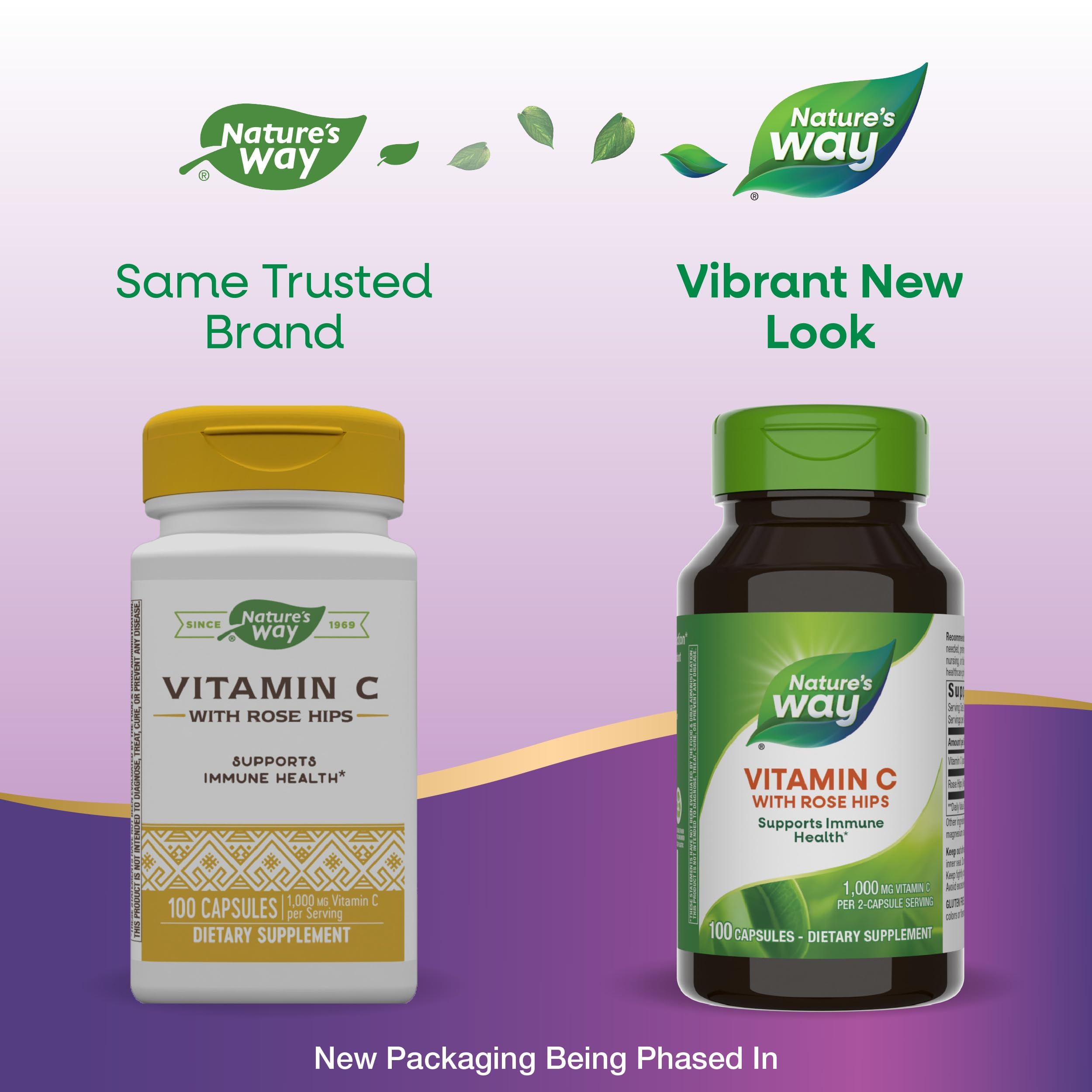 Étiquette Nature's Way indiquant 1 000 mg et fruits d'églantier