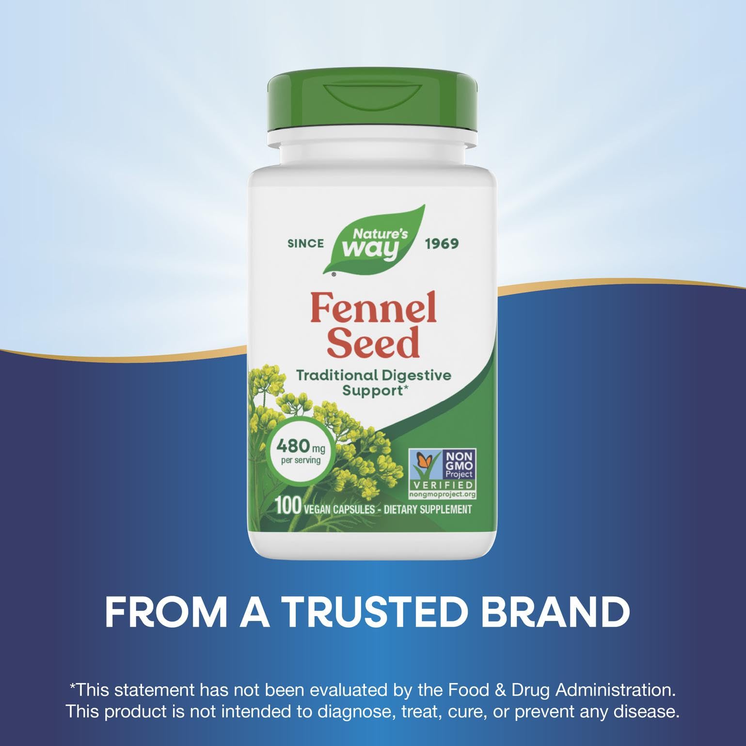 Nature's Way fenouil usage quotidien, capsules faciles à prendre.