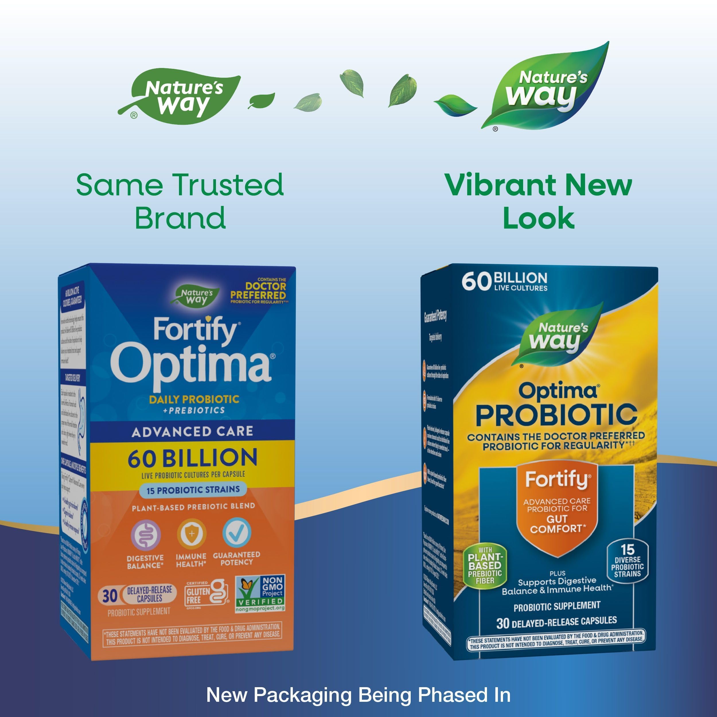 Nature's Way Fortify Optima – 15 souches probiotiques pour l'équilibre intestinal.