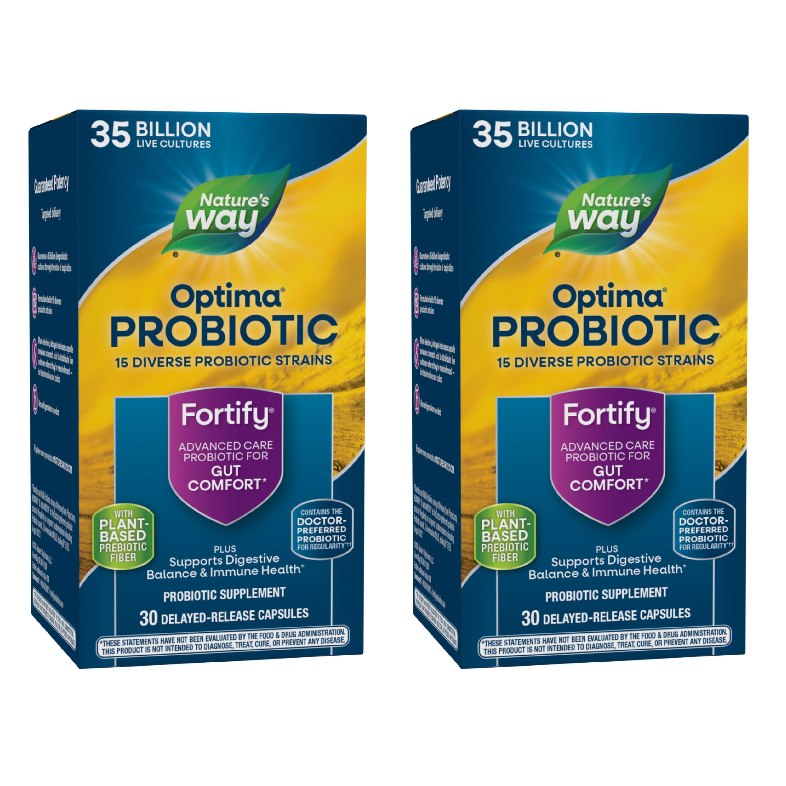 Nature's Way Fortify Optima Probiotic, bouteille et 30 capsules, soutien l'équilibre digestif.