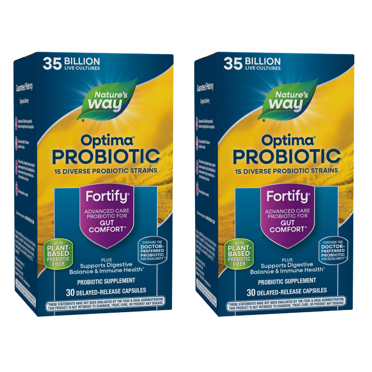 Nature's Way Fortify Optima Probiotic, bouteille et 30 capsules, soutien l'équilibre digestif.