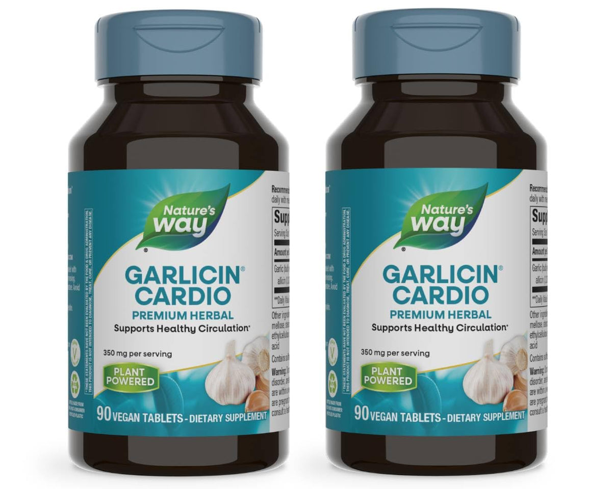 Nature's Way Garlicin Cardio, bouteille prête à l’emploi pour la routine quotidienne.