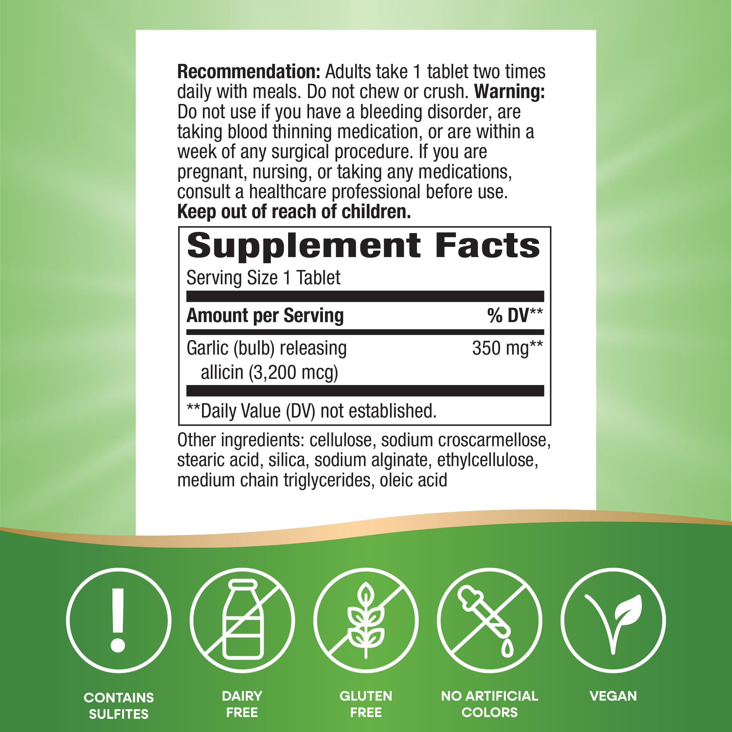 Nature's Way Garlicin Cardio – comprimés faciles à avaler pour le quotidien.