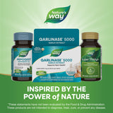 Nature's Way Garlinase 5000 – emballage et étiquette mettant en valeur la version vegan sans gluten.