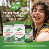 Nature's Way Ginseng asiatique – gélules vegan sans allergènes majeurs.