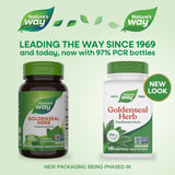 Grossissement des capsules Nature's Way Goldenseal montrant la texture