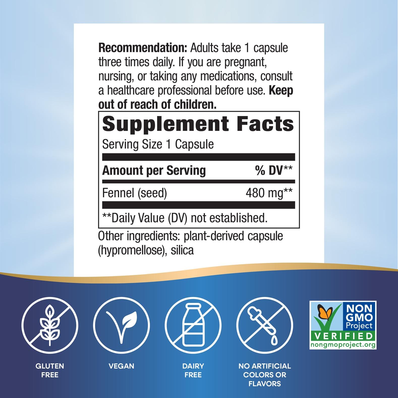 Nature's Way Graines de fenouil en capsules, prise simple et rapide.