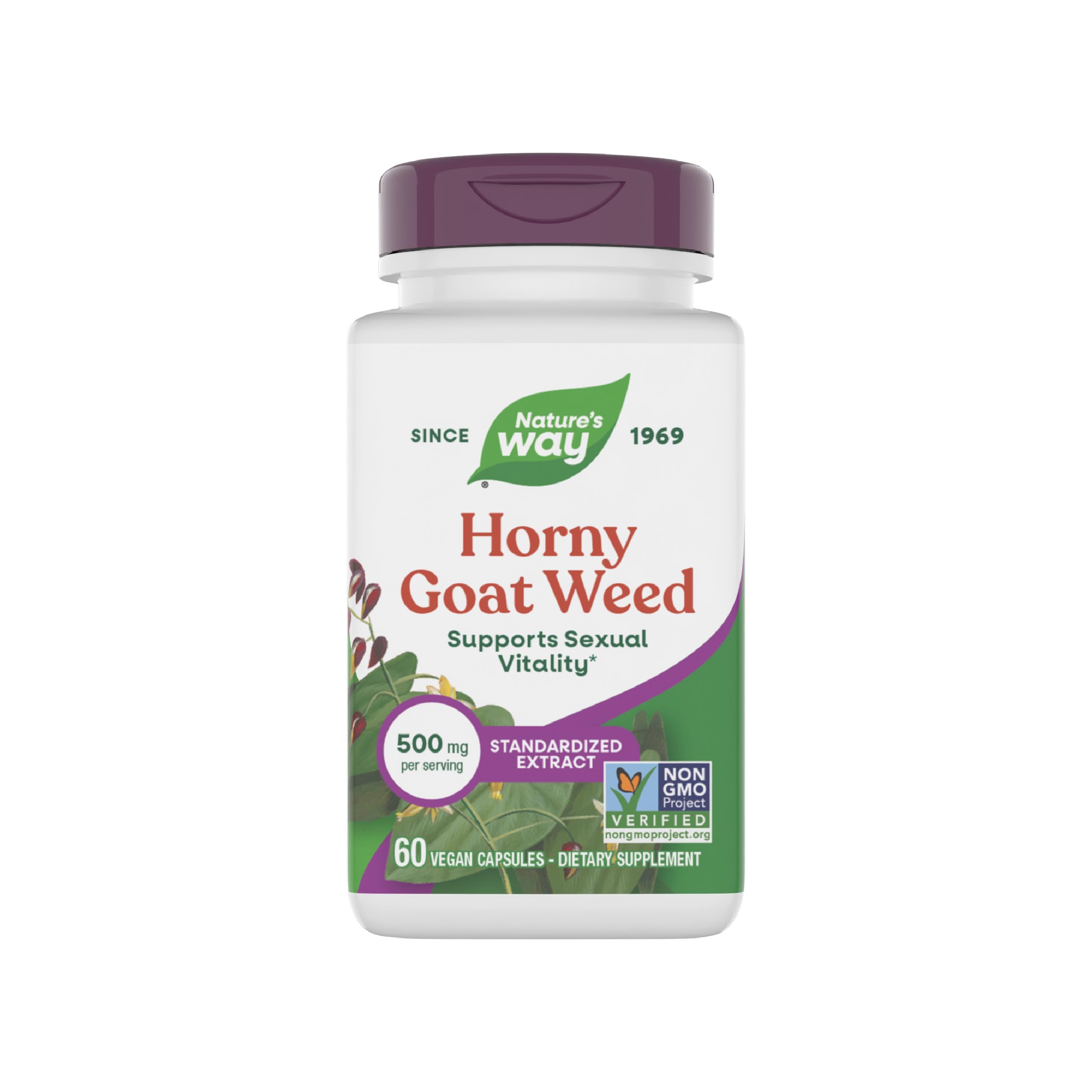 Nature's Way Horny Goat Weed Premium Extrait sur la bouteille, soutien potentiel à l'énergie.