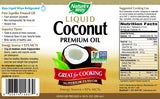 Nature's Way huile coco liquide utilisée pour cuisson jusqu'à 350 °F, pratique et polyvalente.