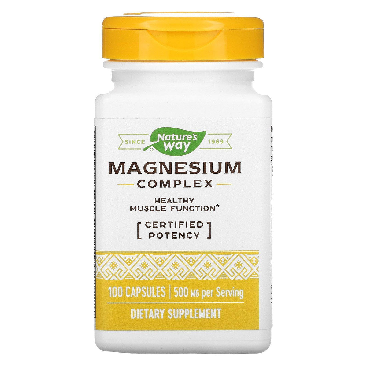 Nature's Way Magnésium Complexe, bouteille de 100 capsules, capsules faciles à avaler.