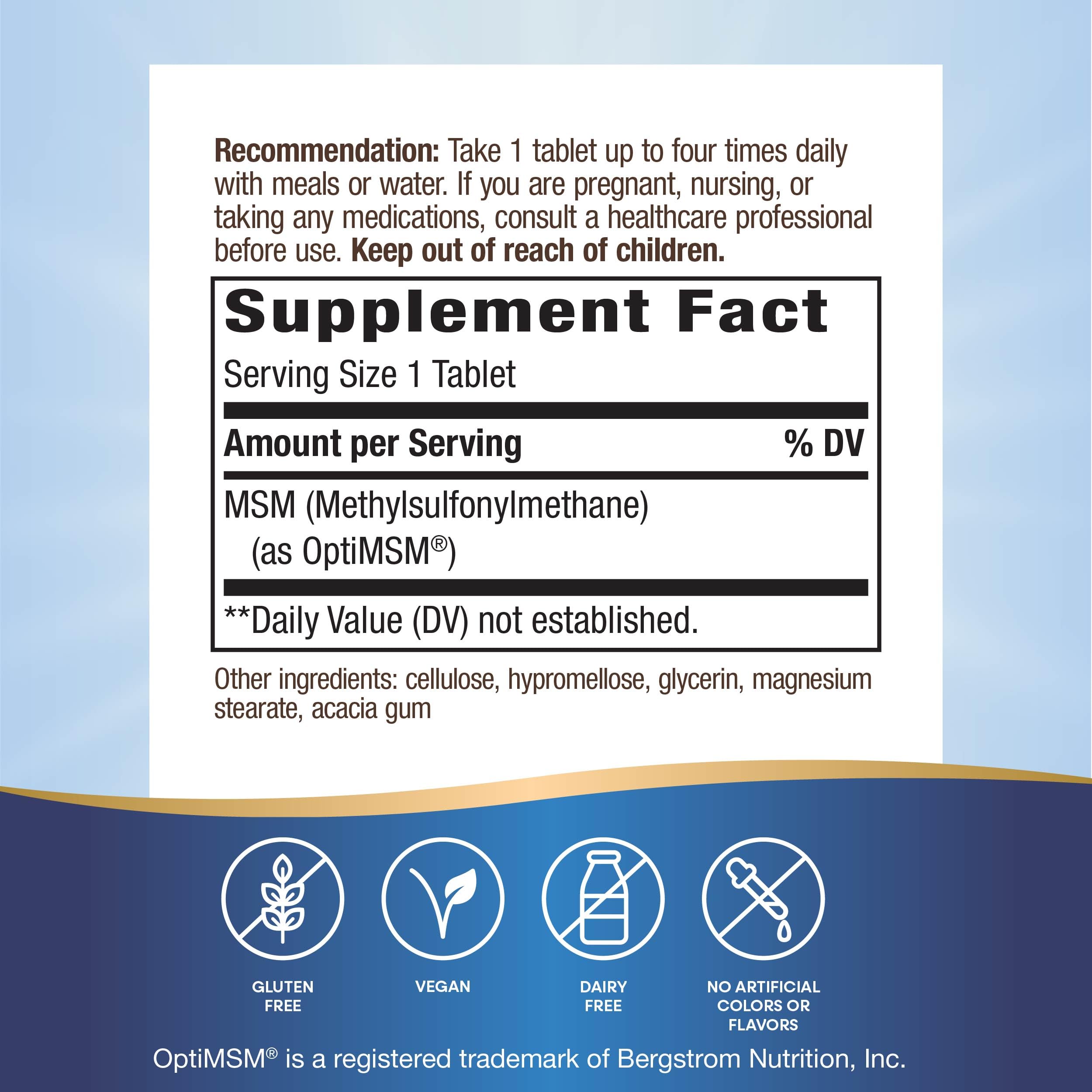 Nature's Way MSM 1000 mg - comprimés: forme pure et brevetée OptiMSM.