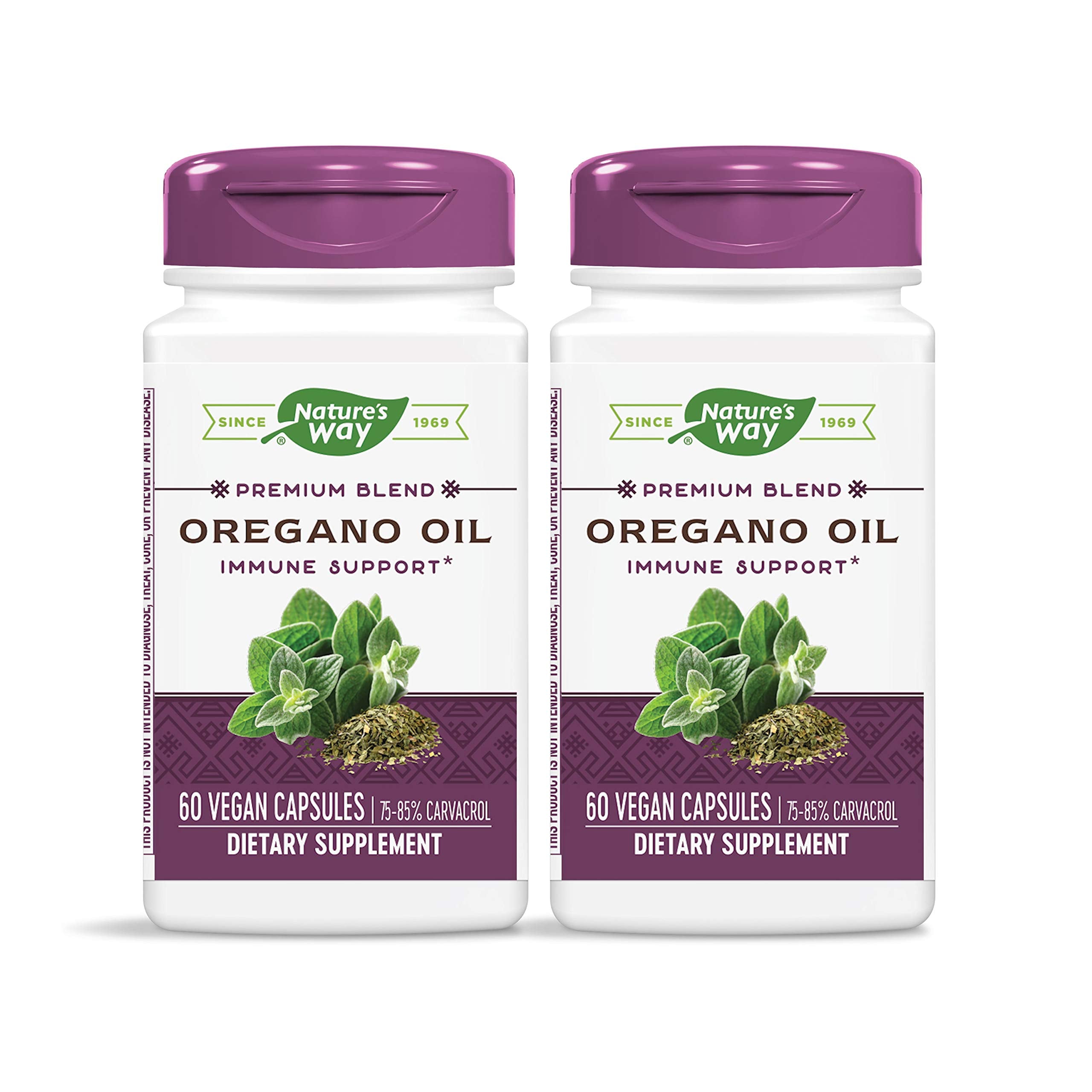Nature's Way Oregano Oil: bouteille de capsules, usage quotidien potentiel sans gluten