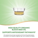 Étiquette et emballage Nature's Way Organic Black Seed Oil affichant l’origine biologique.