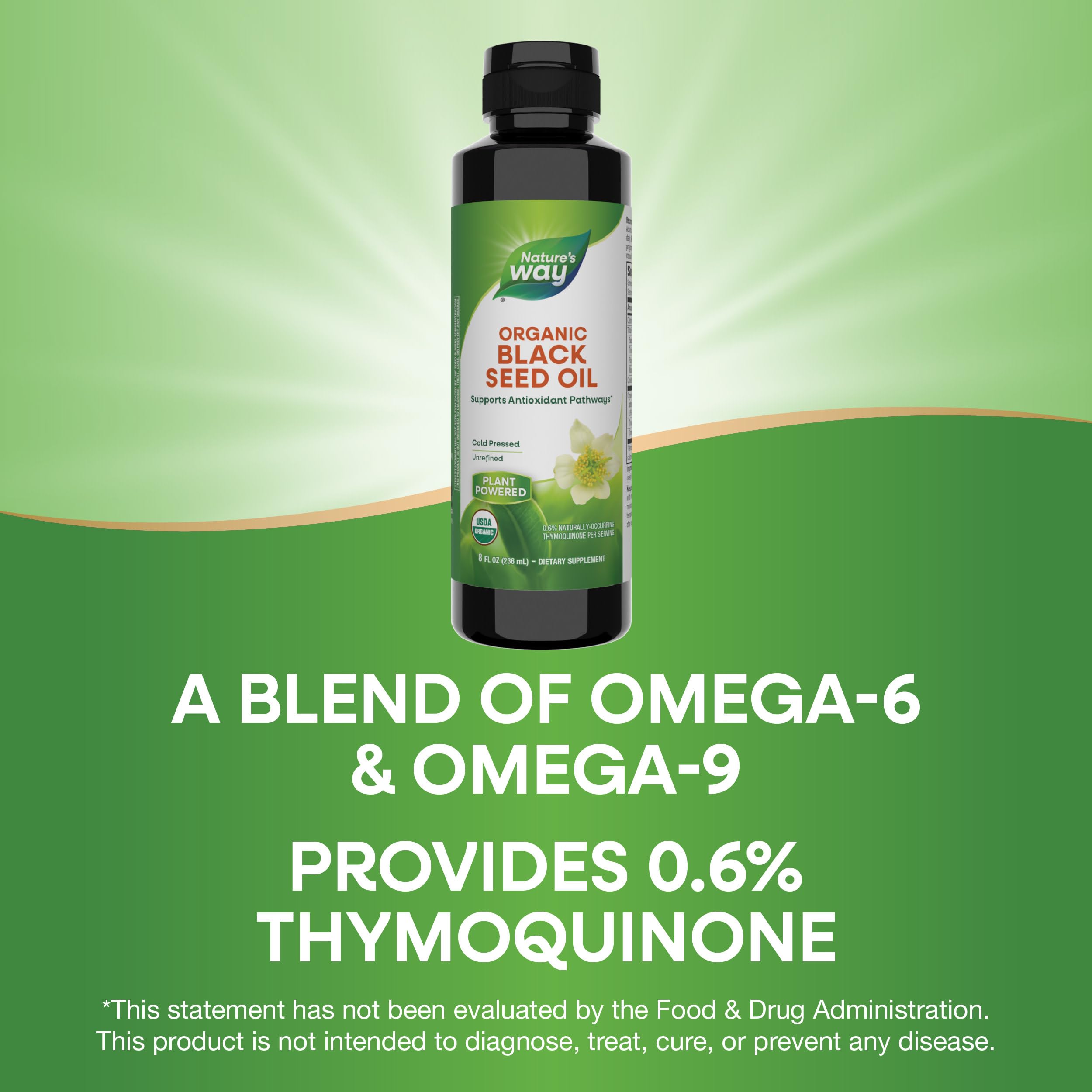 Nature's Way Organic Black Seed Oil sans hexane pour une huile pure.