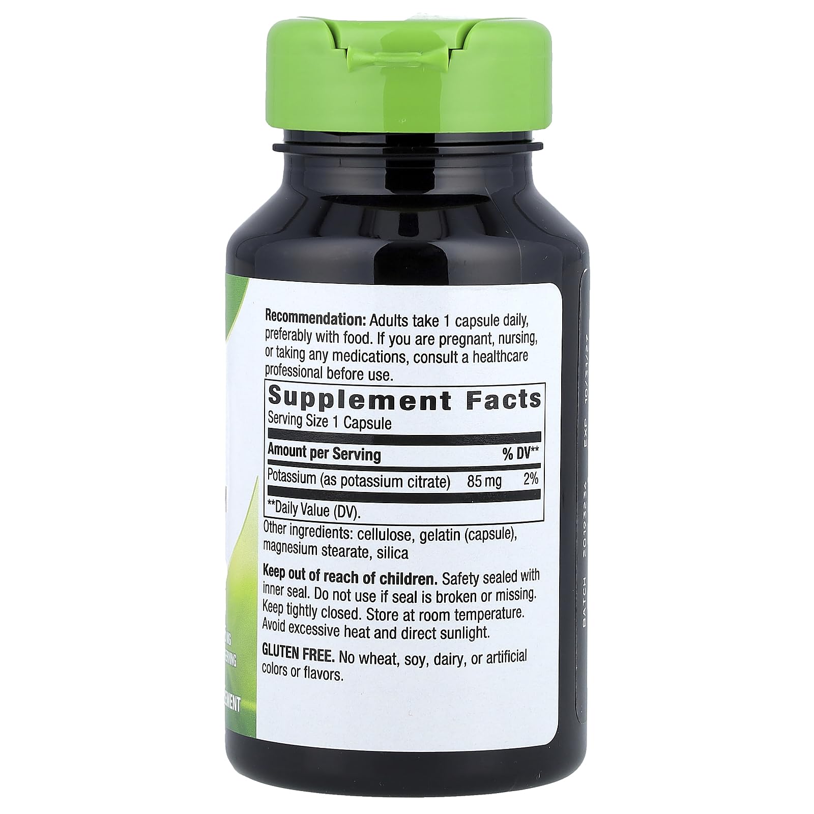 Nature's Way Potassium Chelate - capsules visibles pour un apport quotidien pratique en potassium.