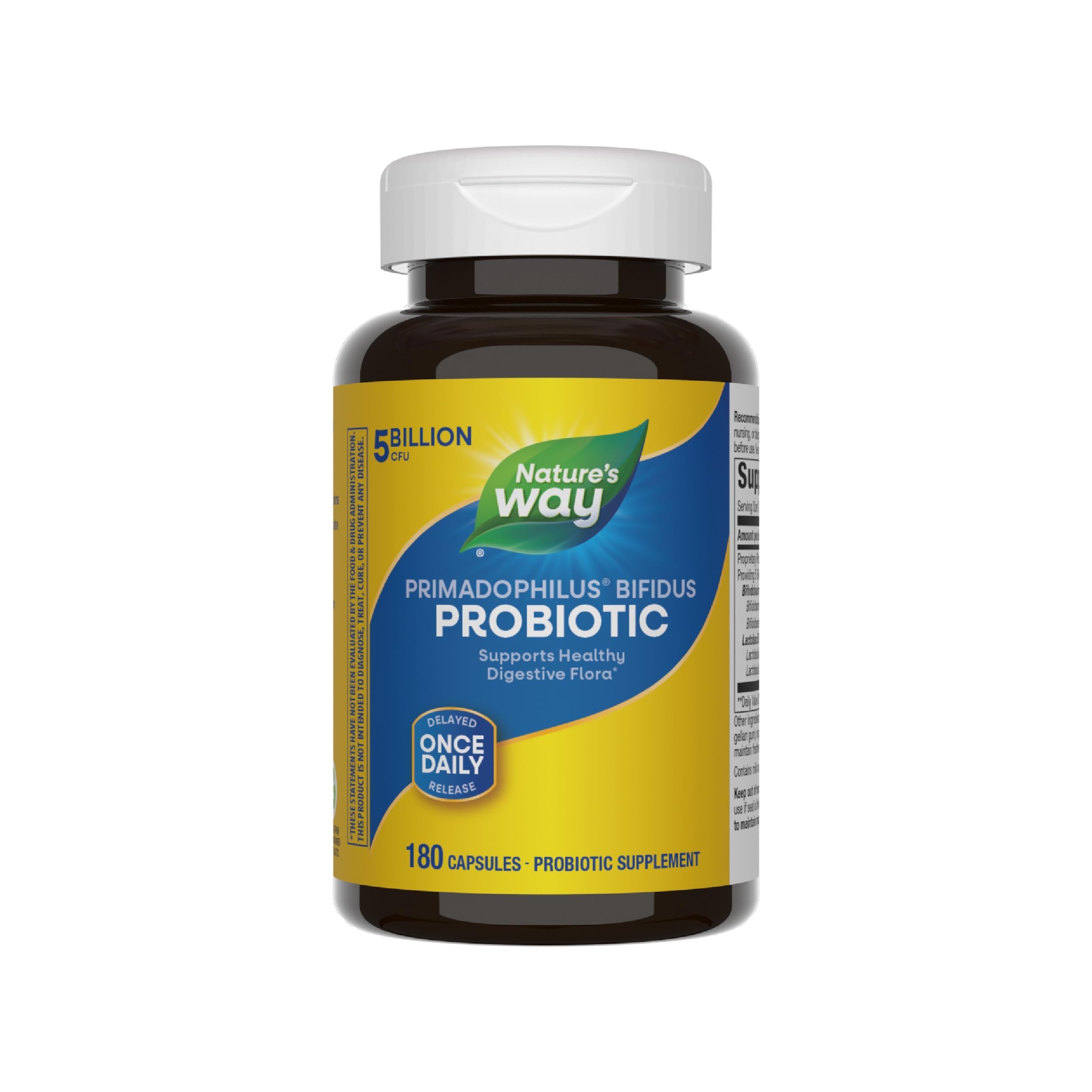 Nature's Way Primadophilus Bifidus capsule: probiotiques vivants pour soutien digestif potentiel.