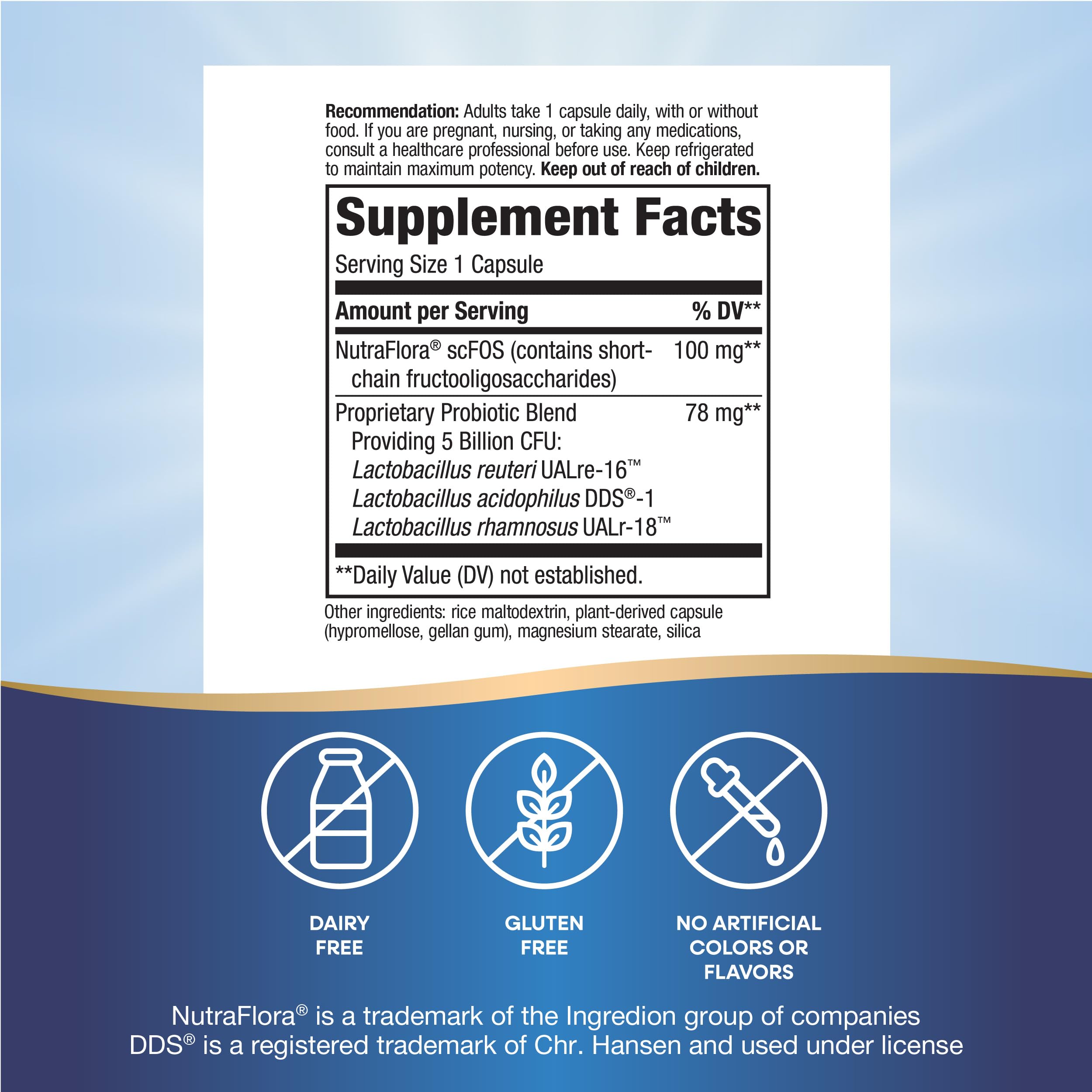 Nature's Way Primadophilus Reuteri Probiotic – capsules faciles à avaler pour l'équilibre intestinal.