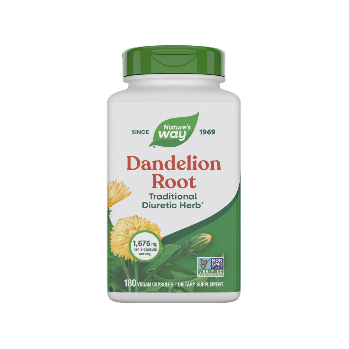Nature's Way Racine de Pissenlit, bouteille; pratique pour une routine vegan.