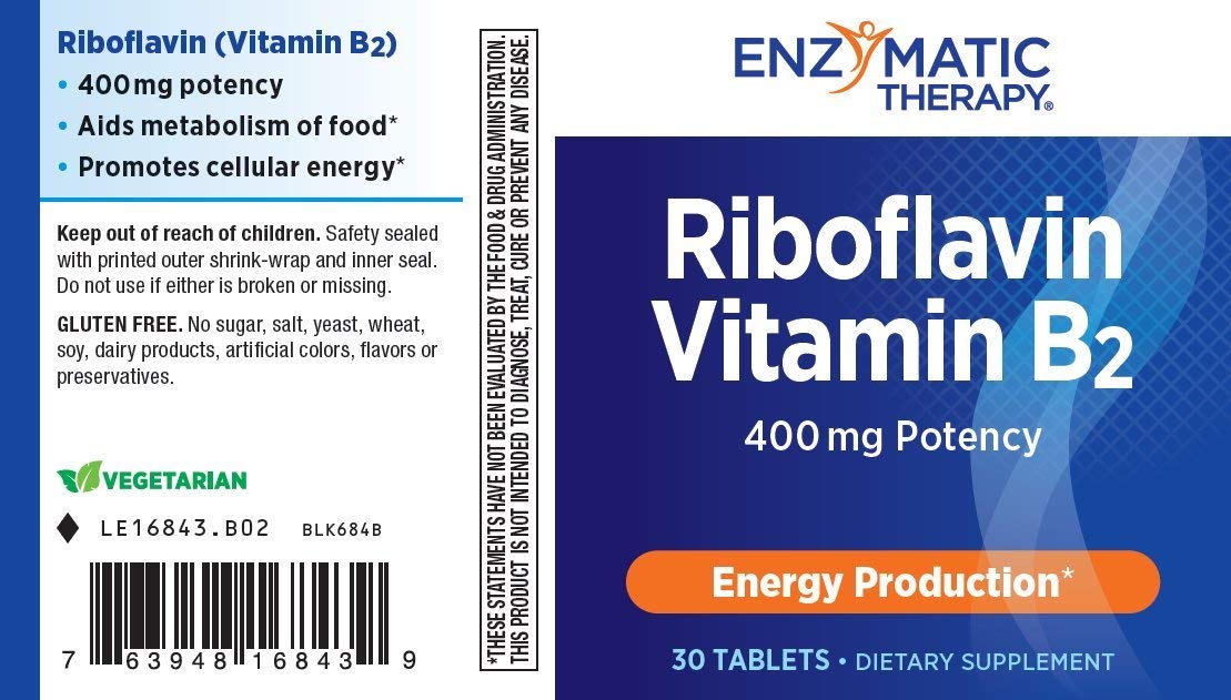 Nature's Way Riboflavin, prise quotidienne facile, vegan et sans gluten.