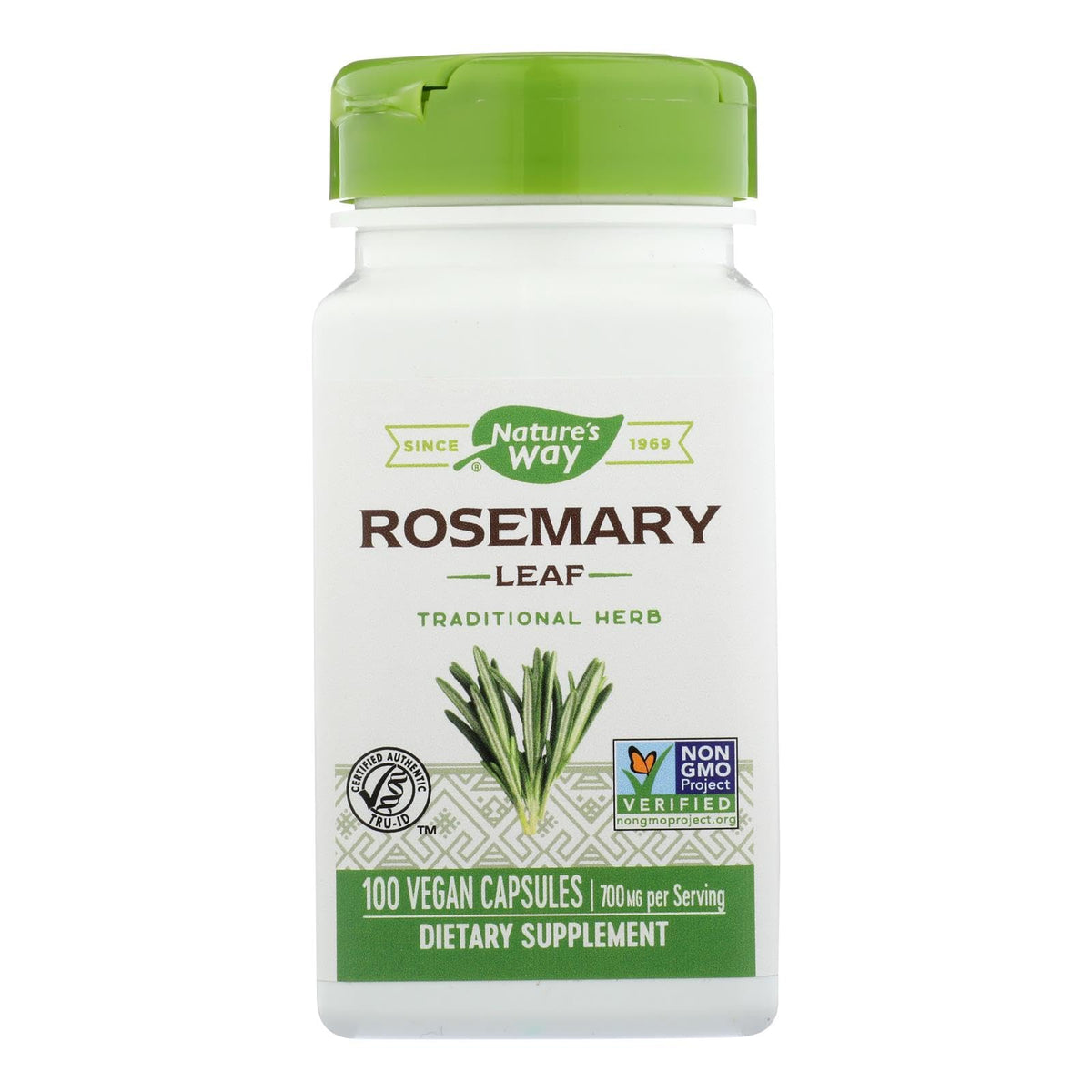 Nature's Way romarin-feuilles, 100 capsules, pratique pour les compléments quotidiens.