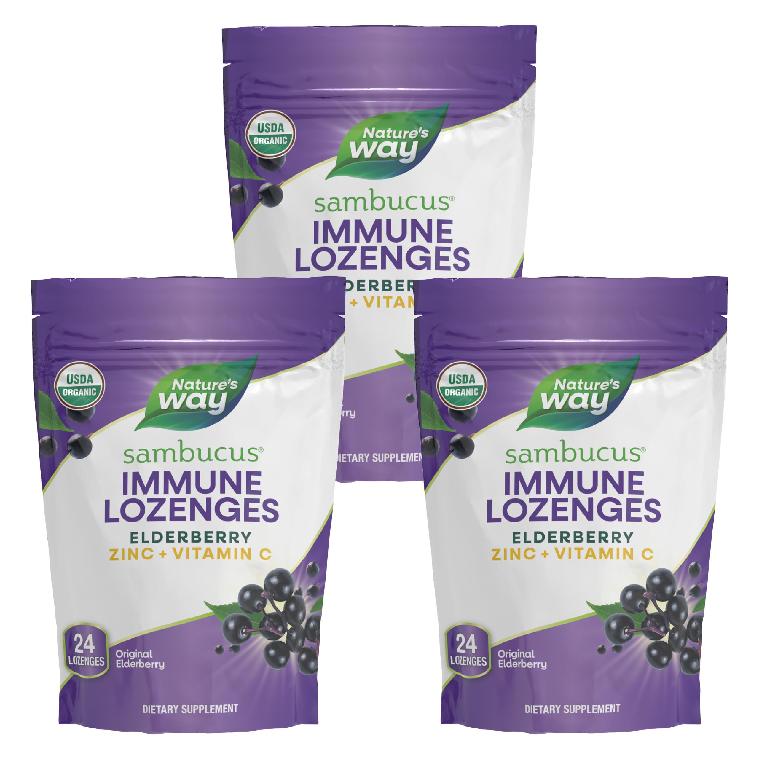 Pastilles Sambucus Immun Nature's Way dans une bouteille portable pour le quotidien.