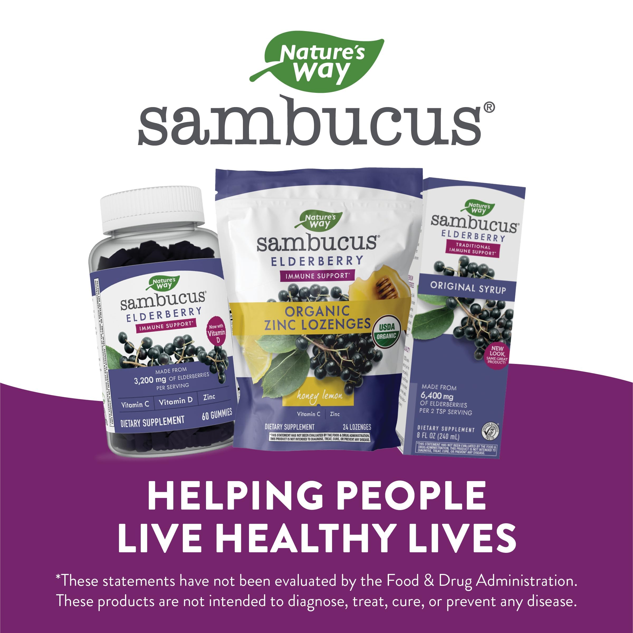 Conditionnement variable selon l'emballage des pastilles Sambucus Immunité Nature's Way