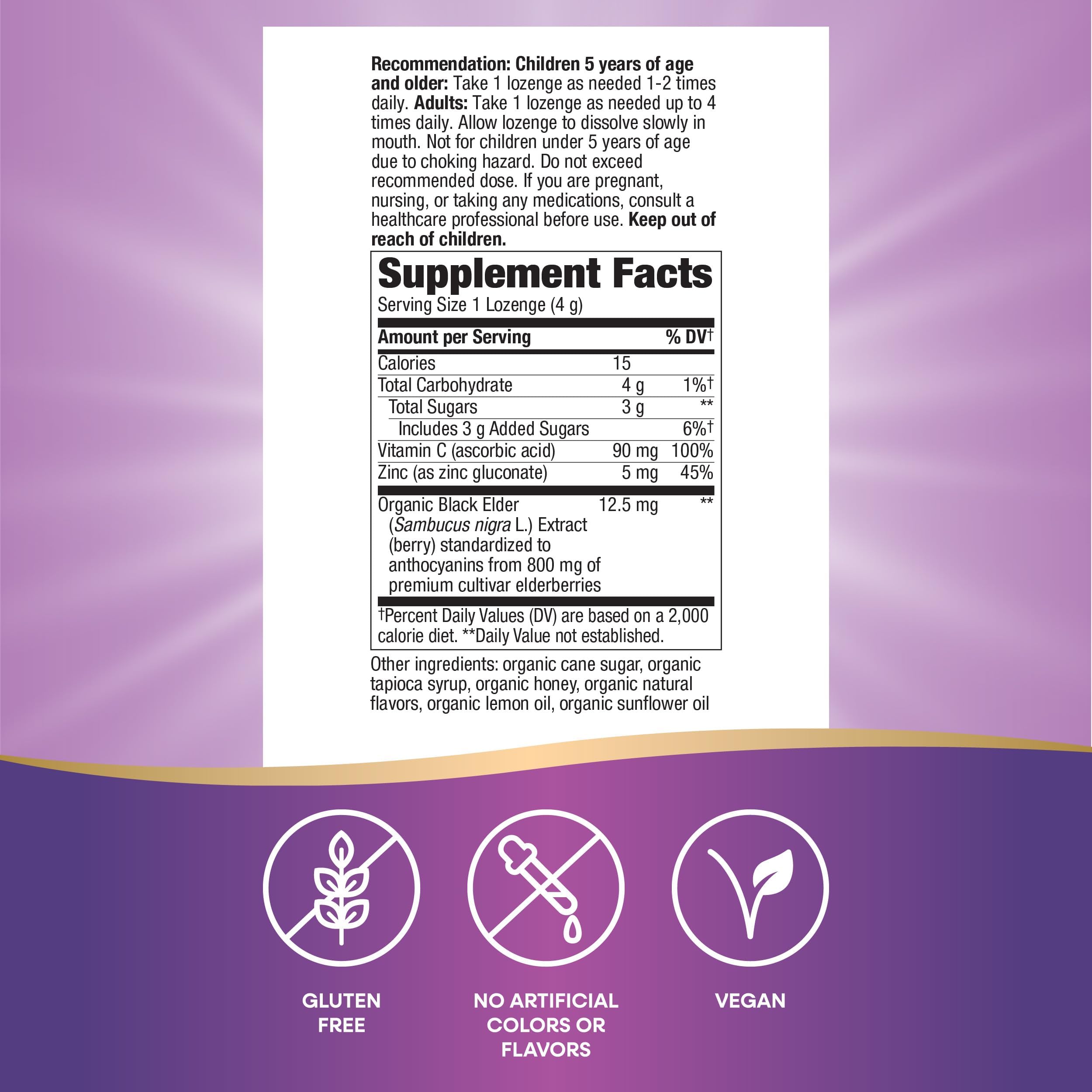 Pastilles Sambucus Immunité Nature's Way - zinc et vitamine C pour le soutien immunitaire