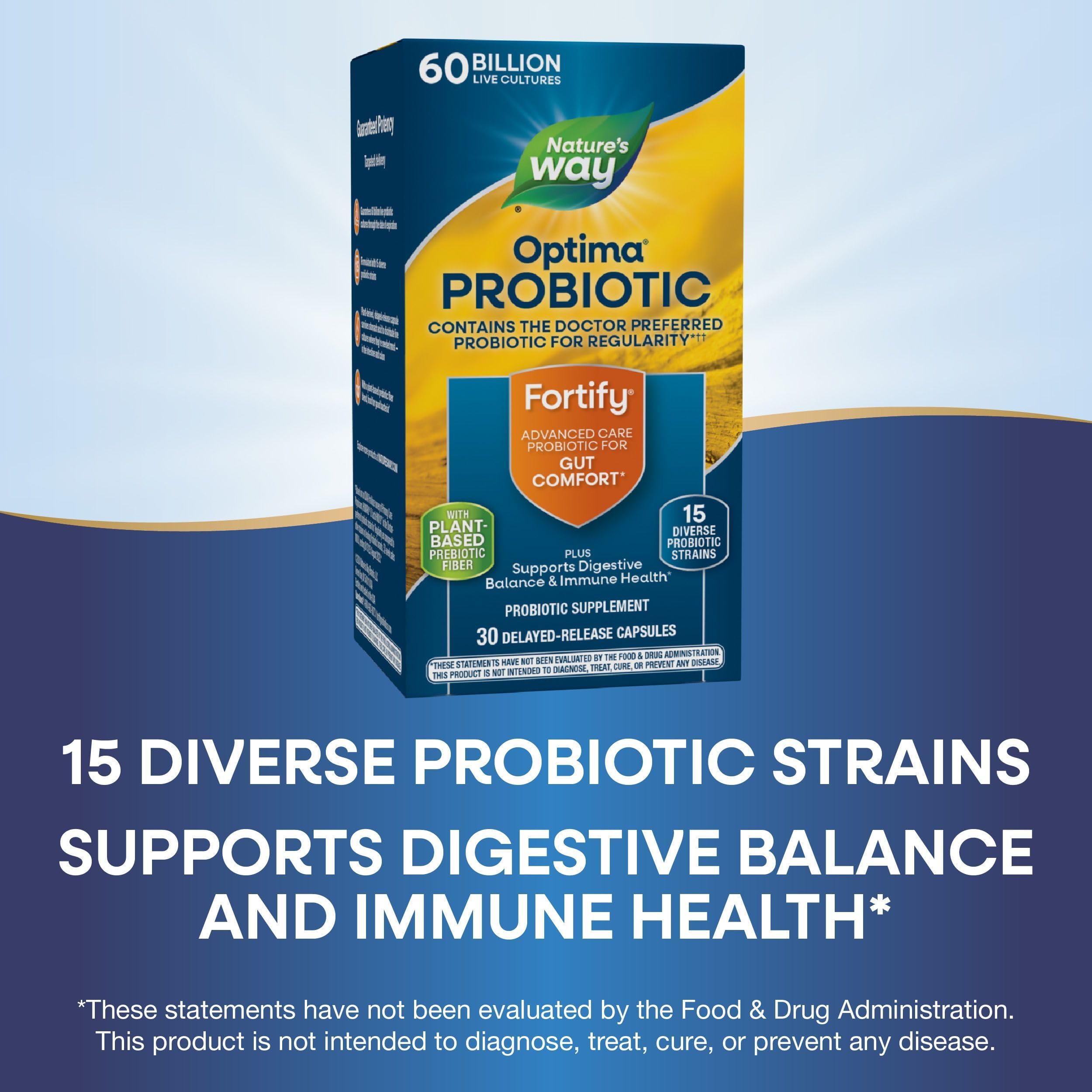 Nature's Way Fortify Optima – sans gluten ni soja, sans colorants artificiels.