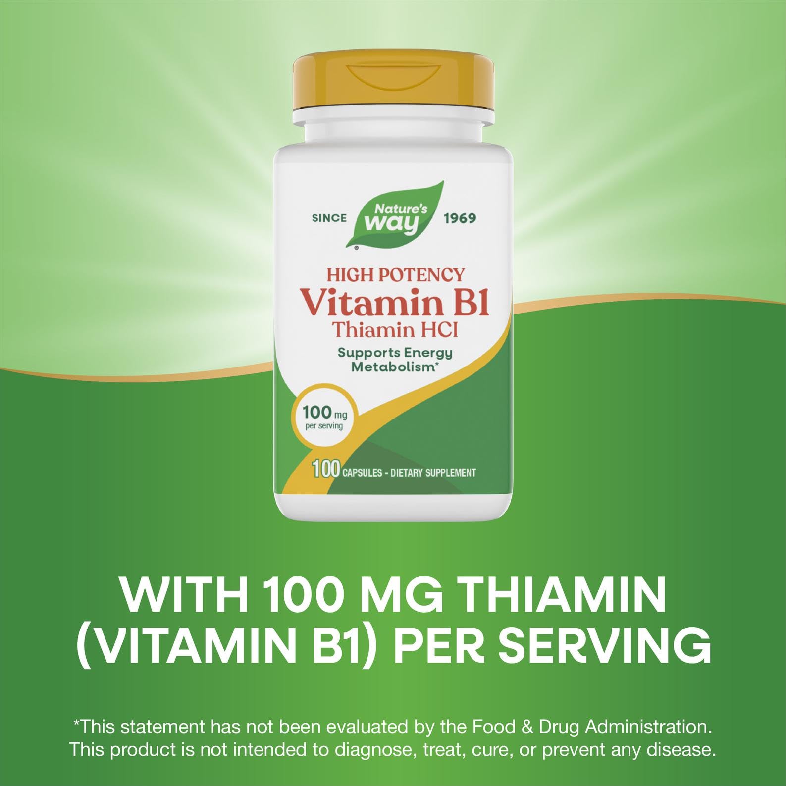 Symbole sans gluten sur l'emballage Nature's Way Vitamine B1.