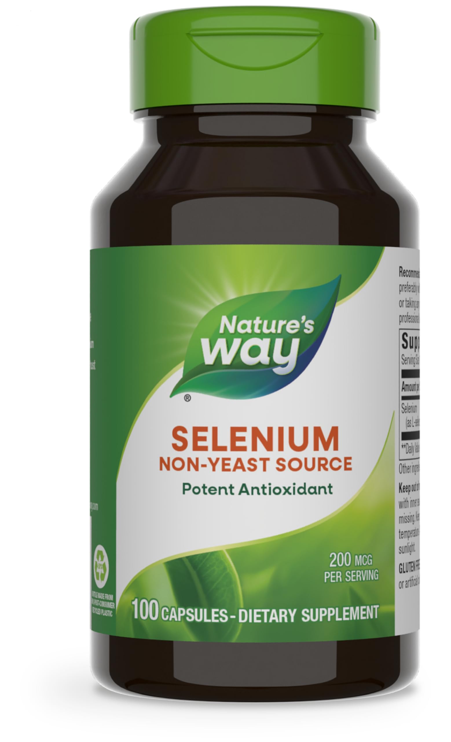 Nature's Way Selenium 200 mcg en capsules soutient l'antioxydant quotidien