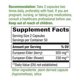 Gélules Nature's Way Sureau visibles dans un flacon, dosage pratique