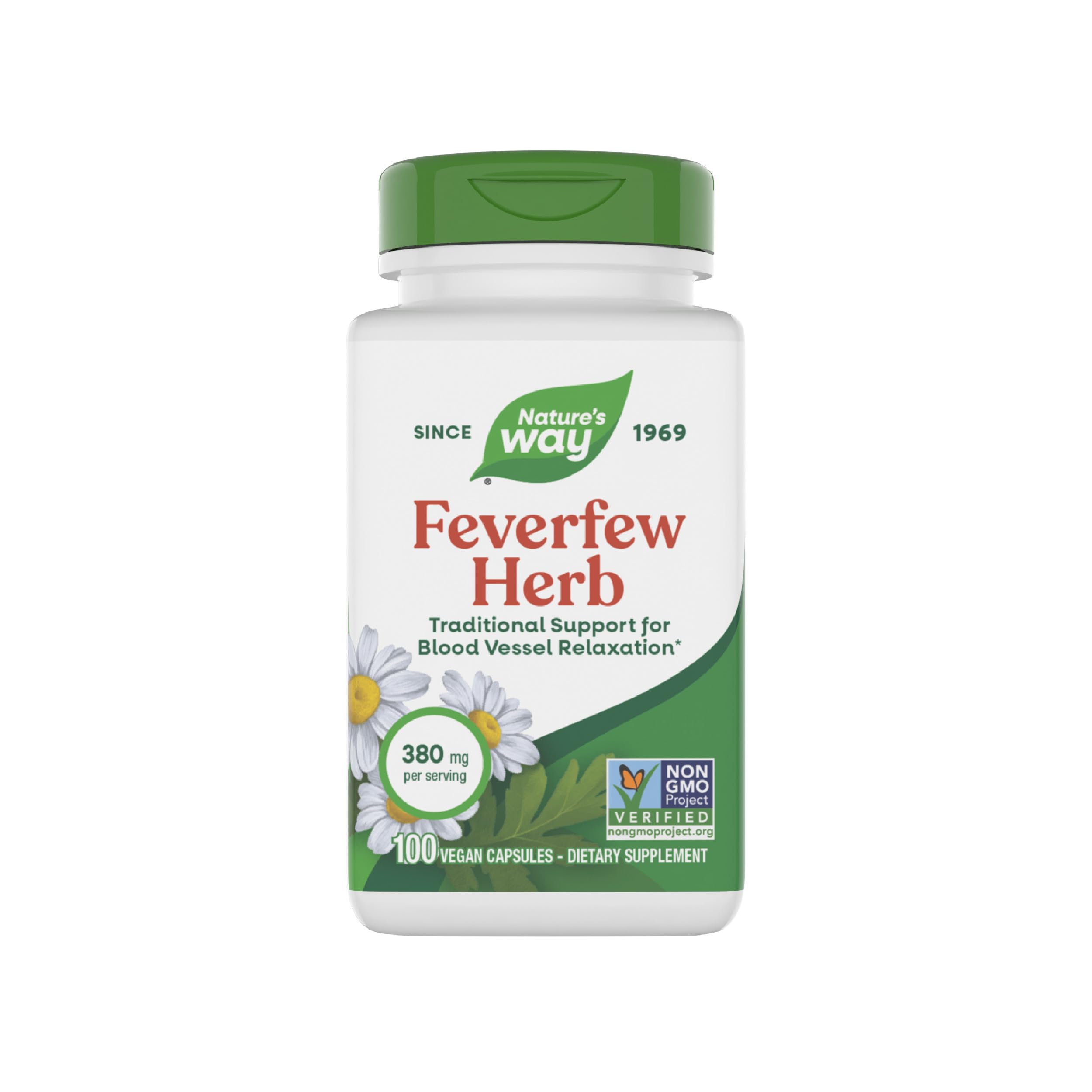 Nature's Way Tanacetum parthenium flacon pratique pour usage quotidien.