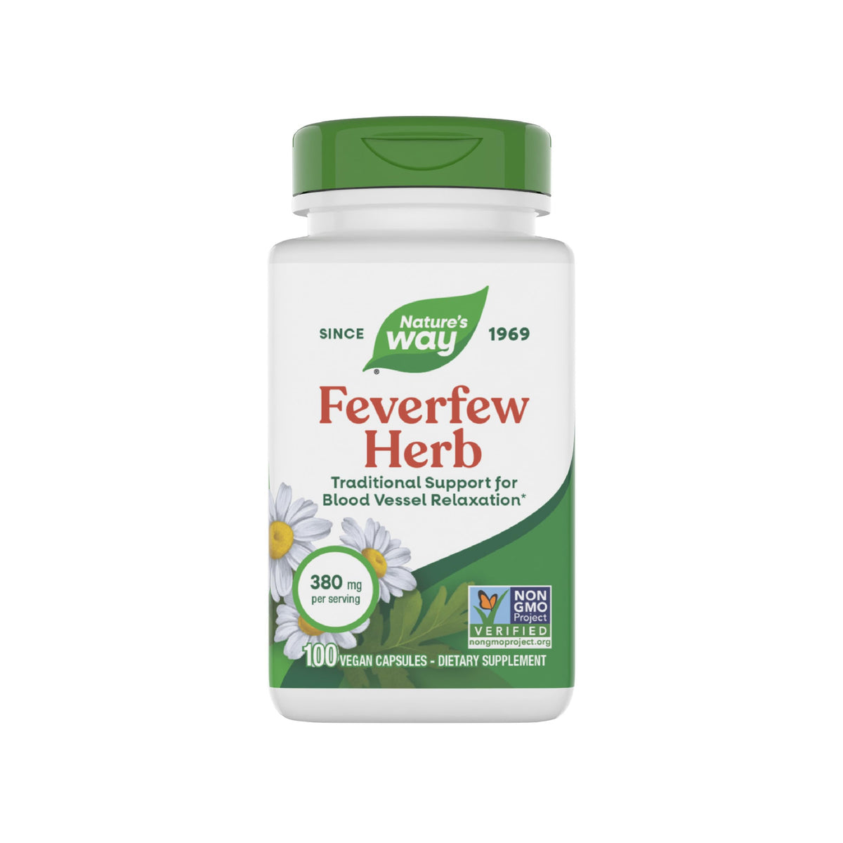 Nature's Way Tanacetum parthenium flacon pratique pour usage quotidien.