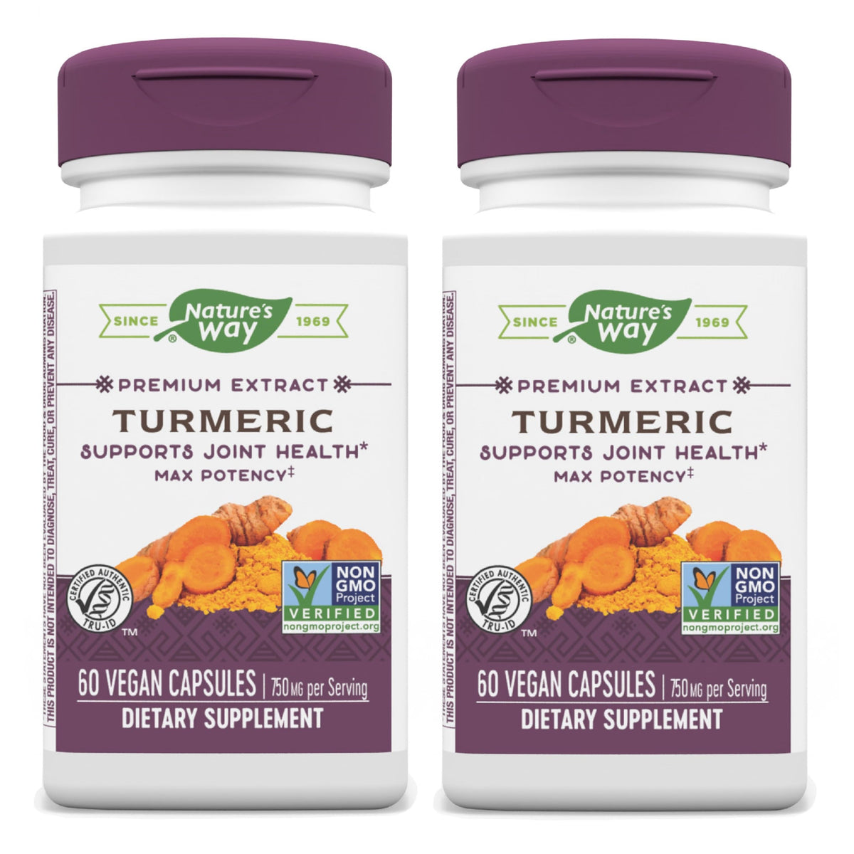 Nature's Way Turmeric Max Potency - bouteille et capsules visibles, soutien articulations potentiel