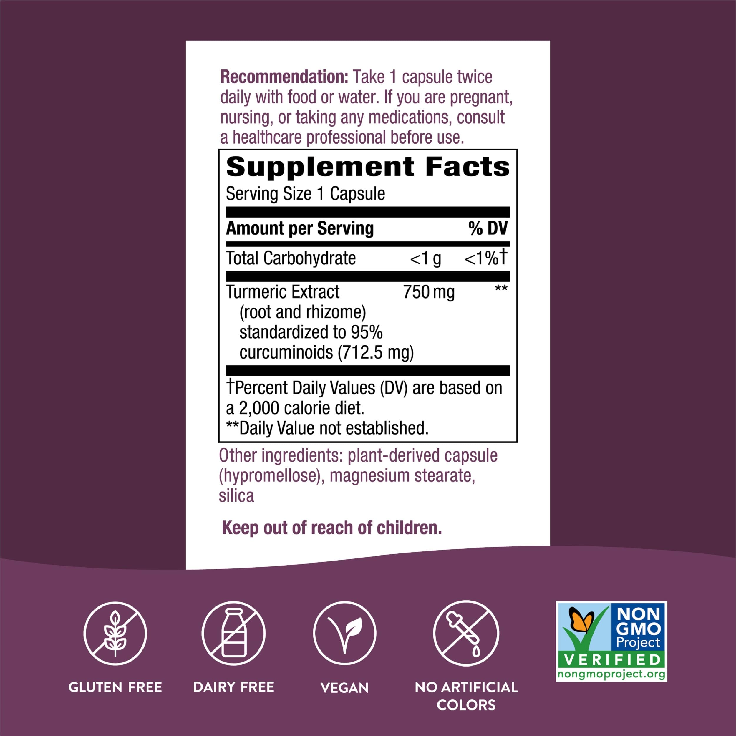 Nature's Way Turmeric Max Potency - capsules végétales faciles à avaler au quotidien
