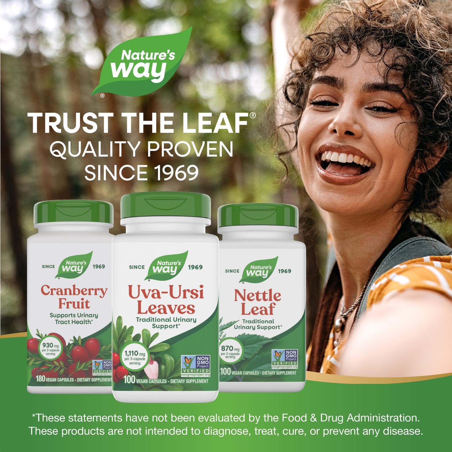 Nature's Way Uva Ursi produit vegan sans OGM et sans gluten.