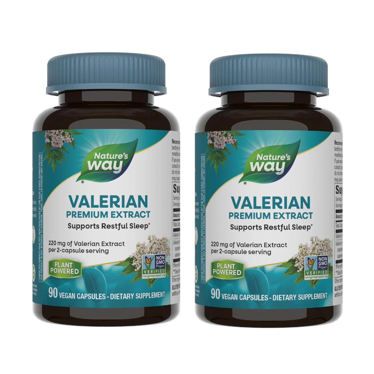 Nature's Way Valerian Premium Extract - bouteille et étiquette, soutien au sommeil potentiel.