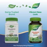 Étiquette Nature's Way Valériane affichant les certifications Non-OGM et véganes
