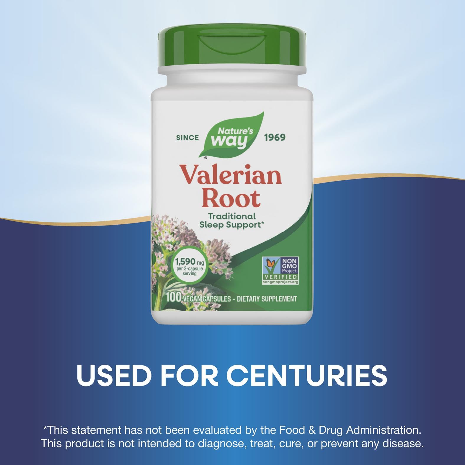 Nature's Way Valériane - dose recommandée de trois capsules par prise.