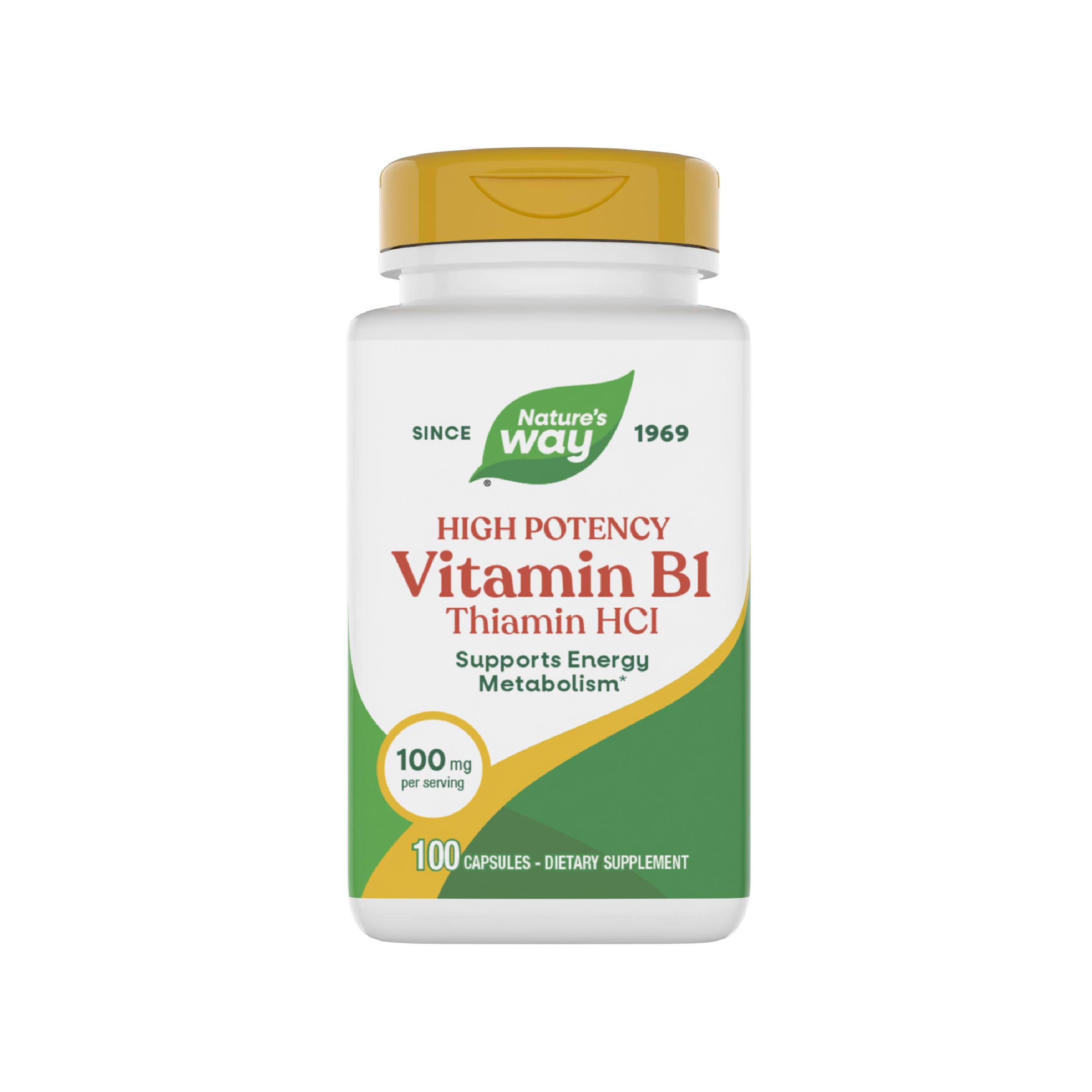 Nature's Way Vitamine B1 haute puissance, bouteille prête à l'énergie quotidienne.