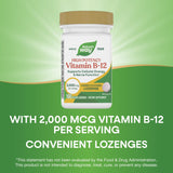 Nature's Way B12 Lozenges cerise - dose 2000 mcg affichée, usage pratique.