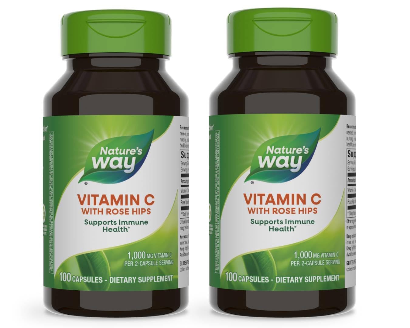 Bouteille Nature's Way Vitamine C avec fruits d'églantier prête pour un usage quotidien