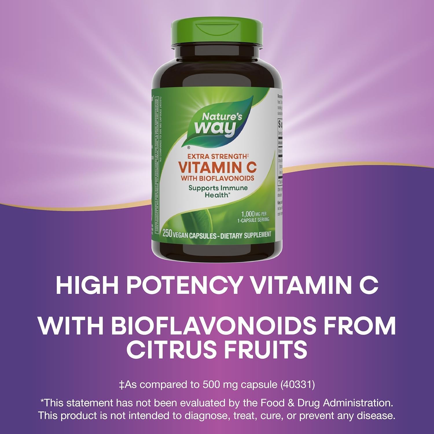 Nature's Way Vitamine C Bioflavonoïdes — flacon clair mettant en avant les bioflavonoïdes.