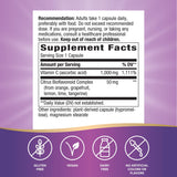 Tableau nutritionnel Nature's Way vitamine C bioflavonoïdes et ingrédients clés.