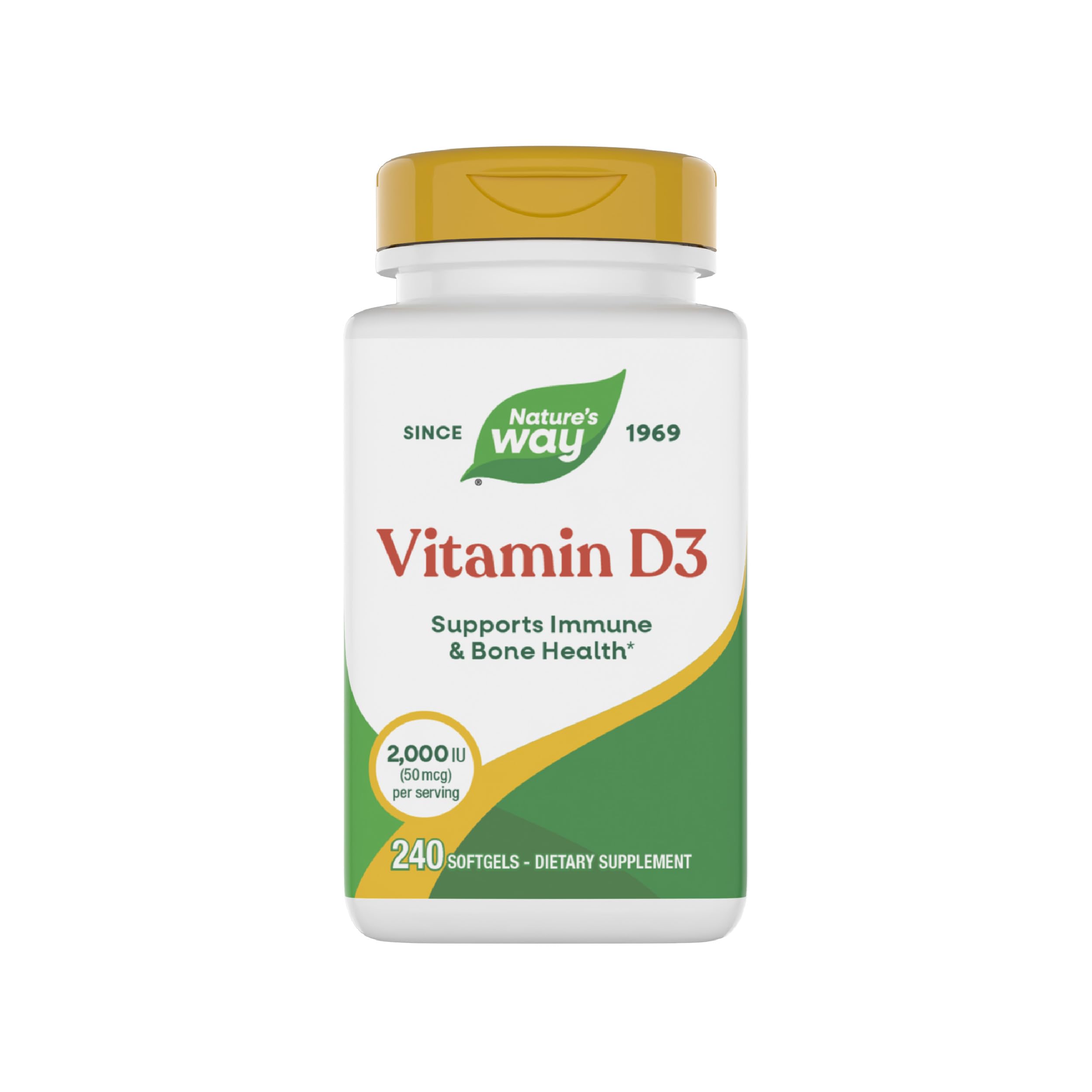 Nature's Way Vitamine D3 Extra Strength: bouteille, soutien des os et dents sains