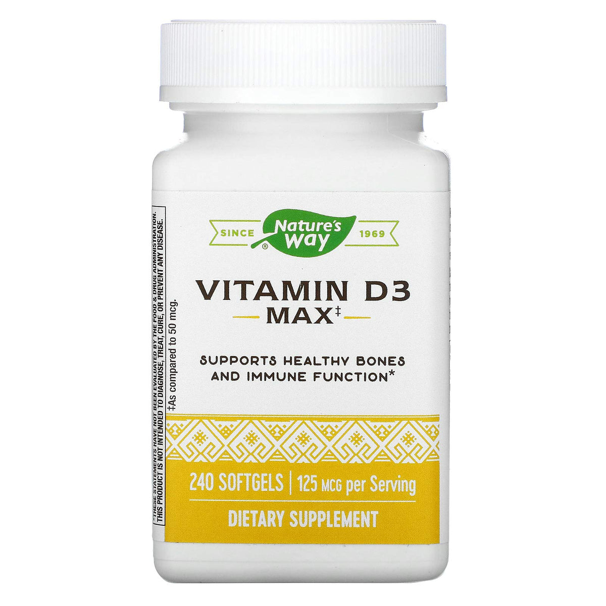 Nature's Way Vitamine D3 Max – bouteille, soutien des os et des dents