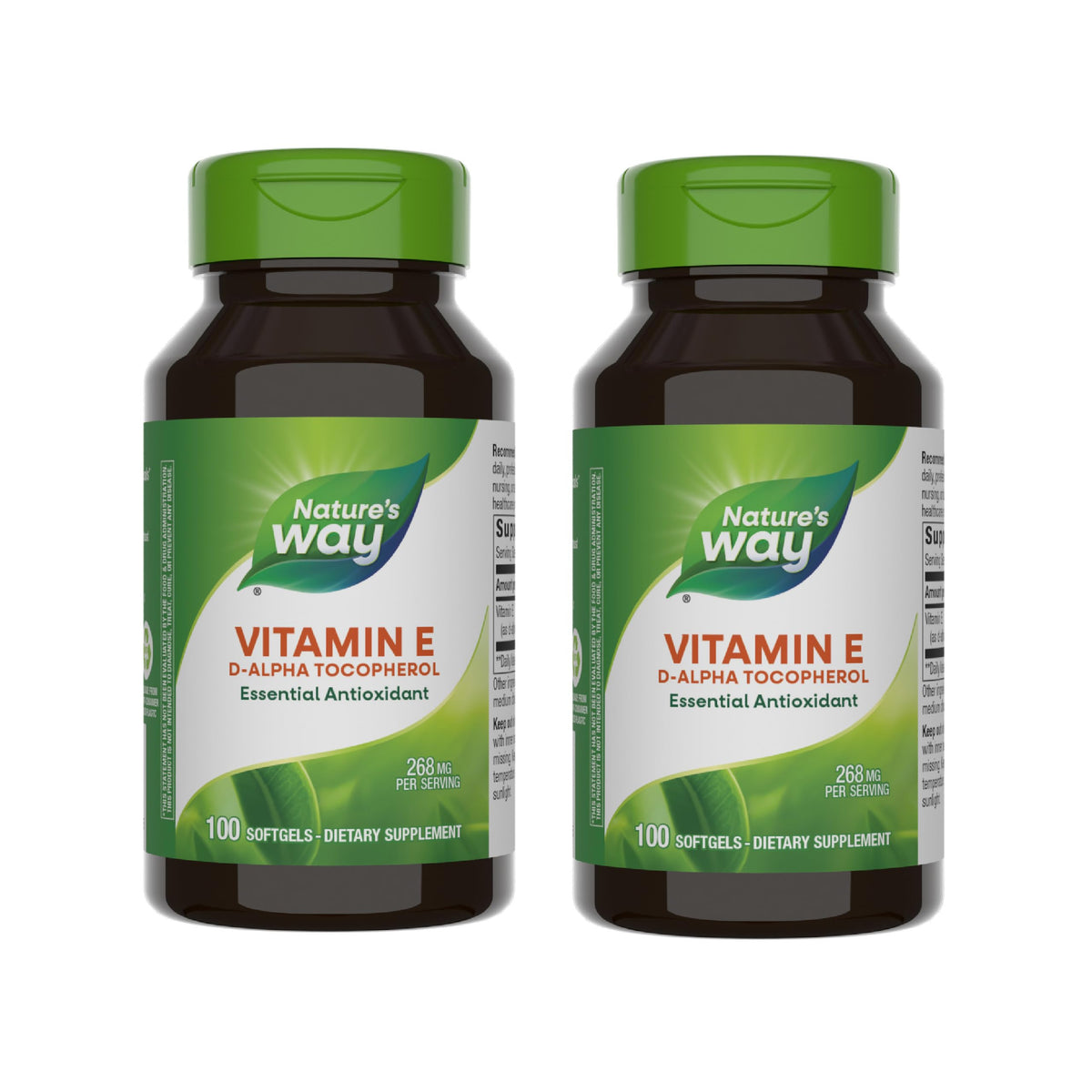 Nature's Way Vitamine E – bouteille, gélules faciles à intégrer dans la routine quotidienne.