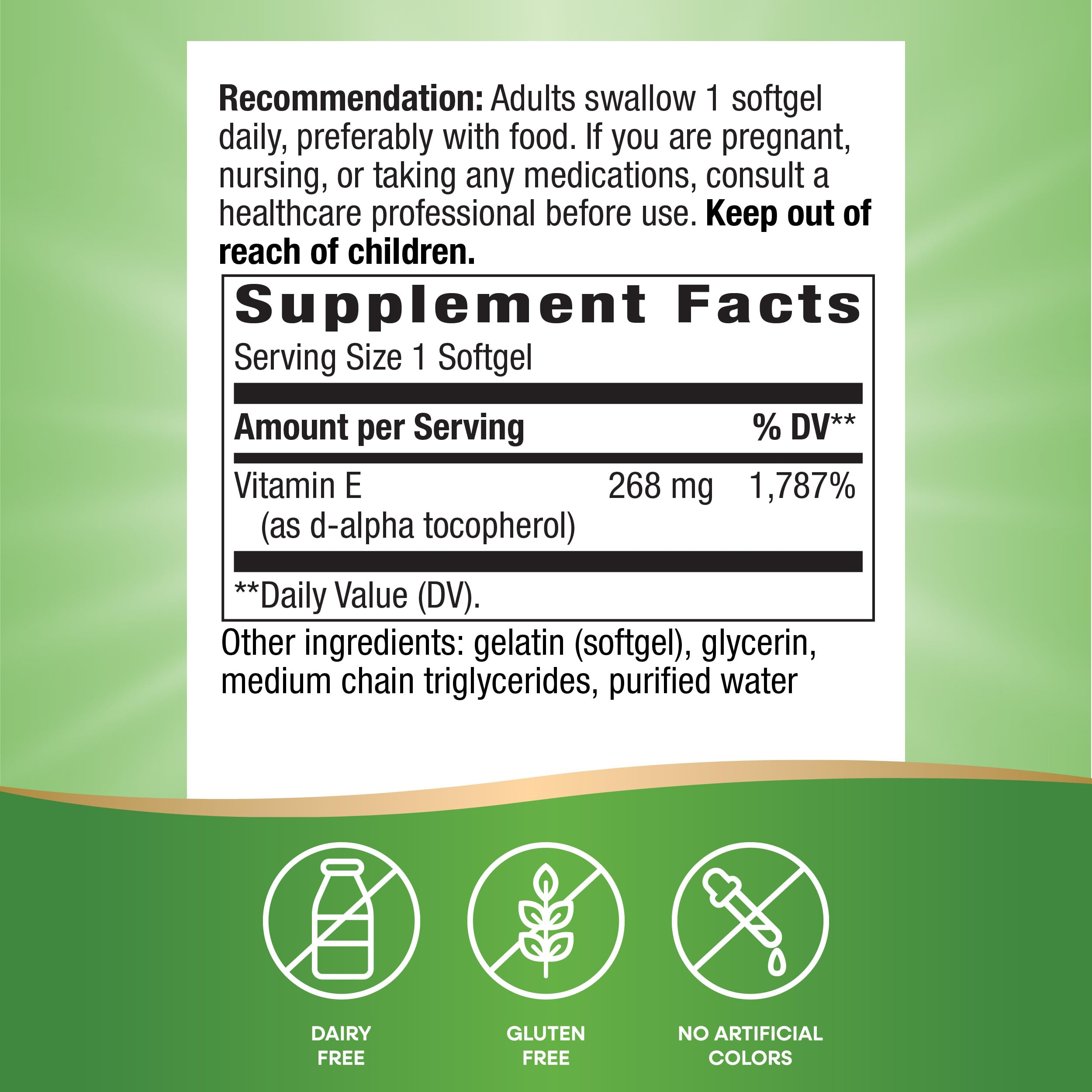 Nature's Way Vitamine E – gélules molles prêtes à avaler.