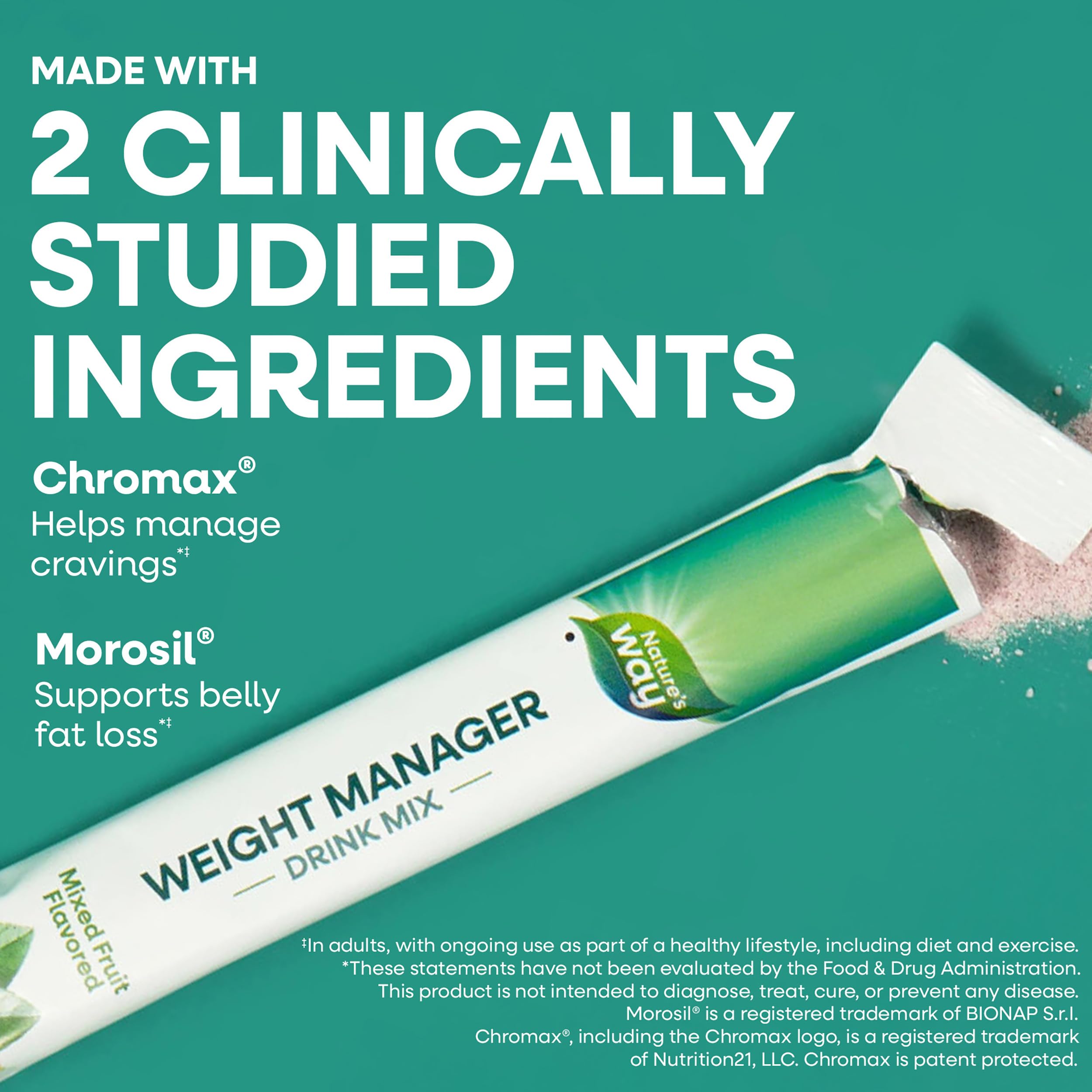 Nature's Way Weight Manager : Morosil et Chromax visibles dans les ingrédients.